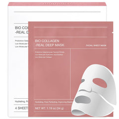 Bio-Collagen Real Deep Mask, Hydrating Overnight Hydrogel Mask, Pore Minimizing, Elasticity Improvement, 34g x4ea