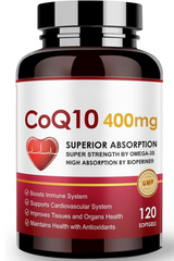 CoQ10-400mg-Softgels with PQQ, BioPerine & Omega-3, Coenzyme Q10(Ubiquinone) Supplement for High-Absorption, Powerful-Antioxidant, Support Heart & Energy-Production, 120 Servings