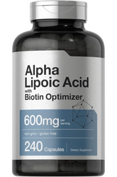 Alpha Lipoic Acid 600mg | 240 Capsules | with Biotin Optimizer | Non-GMO and Gluten Free Supplement