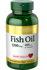 Fish Oil, Supports Heart Health, 1200 Mg, 360 Mg Omega-3, Rapid Release Softgels, 200 Ct