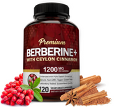 Premium Berberine HCL 1200mg, 120 Capsules - Plus Pure True Ceylon Cinnamon, Berberine HCI Root Supplements Pills - Immune System, Healthy Weight Management