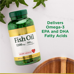 Fish Oil, Supports Heart Health, 1200 Mg, 360 Mg Omega-3, Rapid Release Softgels, 200 Ct