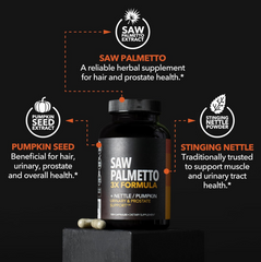 Saw Palmetto Supplement - Potent 3X Formula with Stinging Nettle + Pumpkin Seed Extract - DHT Blocker Urinary Health & Prostate Support Supplement for Mens Health - Saw Palmetto for Men 2 Month Supply