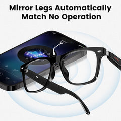 Smart Glasses Bluetooth Audio Sunglasses for Men Women with Dual Stereo Speakers, Open Ear Music &HD Calling, Touch &Voice Assistant, UV Protection—Black