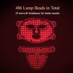 Led Red Light Therapy Face & Neck Mask, 7 Colors Led Light Therapy Facial Mask, Infrared Red Light Therapy Mask, Infrared Light Skin Rejuvenation(Black)