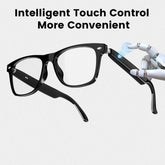 Smart Glasses Bluetooth Audio Sunglasses for Men Women with Dual Stereo Speakers, Open Ear Music &HD Calling, Touch &Voice Assistant, UV Protection—Black