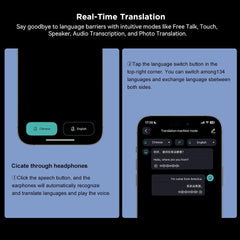AI Language Translation Earbuds Real Time, 3-in-1 AI Translator Earbuds,5.4 Bluetooth Headphones,40 Languages Translation with Al Semantic Tech (Blue)