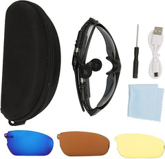 Wireless Bluetooth Sports Audio Glasses, Polarized Glasses for Smart Driving with Open Ear, Sight, Calling Hands (Full Set of, Complete Set of Lenses, Lightweight
