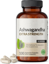 Ashwagandha Extra Strength Stress & Mood Support with BioPerine - Non GMO Formula, 100 Vegetarian Capsules