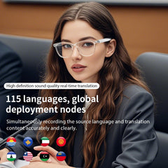 Bluetooth Audio Smart Blue Light Glasses for Men & Women, Blue Light Filtering & Open Ear Sound Smart Glasses (GS07-AI-Pink-Glasses)