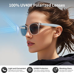 Bluetooth Audio Smart Blue Light Glasses for Men & Women, Blue Light Filtering & Open Ear Sound Smart Glasses (GS07-AI-Pink-Glasses)