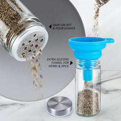 Rotating Spice Rack Organizer, 20 Jars Revolving Seasoning Organizer for Cabinet, Stainless Steel Spice Tower for Kitchen Countertop with Reuseable Labels and Funnel