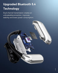 AI Language Translation Earbuds, Bluetooth 5.4 Headphones Translator for 144 Languages & Accents, OWS LCD Touch Screen Real-Time Earphones Fit iOS and Android Ideal for Travel Business Learning, Black