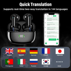 Translation Earbuds Real time, AI Translation Earbuds, Including 144 Language Accent Translation, for iOS and Android, Perfect for Travel and Business Study(Black)