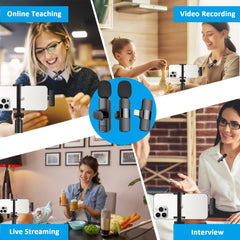 Professional Wireless Lavalier Lapel Microphone for iPhone, iPad - Cordless Omnidirectional Condenser Recording Mic for Interview Video Podcast Vlog YouTube