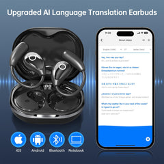 AI Translation Earbuds Real Time 144 Languages Translating Headphone 3-in-1 Translator Earbuds Wireless Bluetooth Translation Headphone for Travel, Business, Learning, iOS & Android Compatible