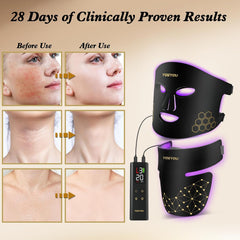 Red Light Therapy for Face and Neck, Infrared LED Mask Light Therapy 4 Light Waves with 850nm Near Infrared, Portable Rechargeable Red Light Therapy Mask Skincare Device for Facial Rejuvenation
