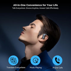 AI Language Translation Earbuds Real Time, 3-in-1 AI Translator Earbuds,5.4 Bluetooth Headphones,40 Languages Translation with Al Semantic Tech (Blue)