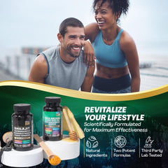 Dynamic Vitality Bundle, Sea Moss and Shilajit Bundle, Sea Moss 7000mg, Black Seed Oil 4000mg, Ashwagandha 2000mg, Ginger & Shilajit 9000mg, Rhodiola Rosea 1000mg, Panax Ginseng (60 Count)