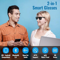 Smart Glasses with AI Translation, Support 110+ Languages, Voice Recorder with App, Open Ear Headphones, Bluetooth Audio Sunglasses for Woman&Man