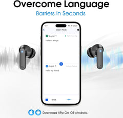 AI Language Translation Earbuds, LCD Touch Screen OWS Real-Time Translator for 144 Languages & Accents Headphones Translator Ideal for Travel Business Learning Translation Device Earphones