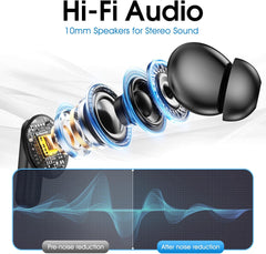 AI Language Translation Earbuds, LCD Touch Screen OWS Real-Time Translator for 144 Languages & Accents Headphones Translator Ideal for Travel Business Learning Translation Device Earphones