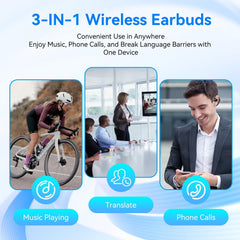 Ai Language Translation Earbuds Real Time 2025,150 Languages Two-Way Instant Voice Language Translator,Wireless Bluetooth Headphones,Text/Photo Translation Device with APP for iOS &Android-Black