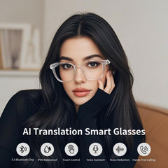Bluetooth Audio Smart Blue Light Glasses for Men & Women, Blue Light Filtering & Open Ear Sound Smart Glasses (GS07-AI-Pink-Glasses)