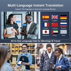 AI Translation Earbuds Real Time 144 Languages Translating Headphone 3-in-1 Translator Earbuds Wireless Bluetooth Translation Headphone for Travel, Business, Learning, iOS & Android Compatible
