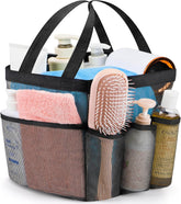 Women'S Portable Shower Storage Bag Large Capacity Mesh Shower Caddy Tote With 8 Pockets Black Multifunctional Home Storage Bags