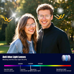 Ai Smart Glasses for Women Men, Blue Light Filter Clear Headphone Glasses with Speakers, Open-Ear Clear Sound, Lightweight