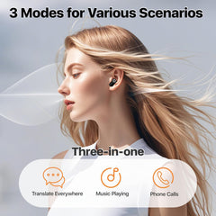 AI Language Translator Earbuds, OWS Real-Time 3-in-1 Translation Earbuds 144 Languages & Accents, Translation Device for Travel Business Learning,Black