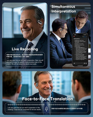 AI Language Translation Earbuds, Bluetooth 5.4 Headphones Translator for 144 Languages & Accents, OWS LCD Touch Screen Real-Time Earphones Fit iOS and Android Ideal for Travel Business Learning, Black