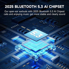 Open Ear Earbuds Wireless Bluetooth 5.3 Earphones, Flexible Clip On Ear buds with 36H Playtime LED Display Bone Conduction Headphones, IPX7 Waterproof Light Weight Fit for Every Ear, Sport, Workout