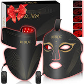 Red Light Therapy Mask Set, Five-Level Brightness Adjustment for Face and Neck, 630nm Infrared Light + 850nm Near-Infrared LED Therapy Phototherapy, Portable Mask with Power Storage, Black
