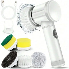 Electric Spin Scrubber With 5 Replaceable Brush Head Power Electric Cleaning Brush Handheld Rechargeable Shower Scrubber