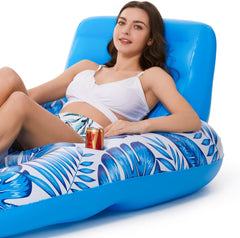 Inflatable Pool Float Adult - Pool Floaties Lounger Floats Raft Floating Chair Water Floaties for Swimming Pool Lake Lounge Float with Cup Holders Beach Pool Party Toys for Adults