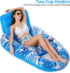 Inflatable Pool Float Adult - Pool Floaties Lounger Floats Raft Floating Chair Water Floaties for Swimming Pool Lake Lounge Float with Cup Holders Beach Pool Party Toys for Adults