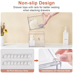 4 Pack Stackable Makeup Organizer Drawers