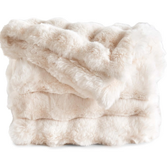 Luxury Faux Rabbit Fur Throw Blanket, Soft Bubble Fluffy Blanket Cozy Fuzzy Throw Blankets for Bed Sofa Couch, Decorative Thick Warm Plush Fuzzy Elegant Soft Mink Blanket