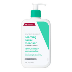Foaming Facial Cleanser | Daily Face Wash for Oily Skin with Hyaluronic Acid, Ceramides, and Niacinamide| Fragrance Free | 16 Fluid Ounce