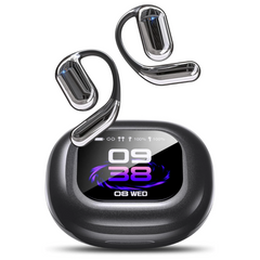 AI Language Translation Earbuds, Bluetooth 5.4 Headphones Translator for 144 Languages & Accents, OWS LCD Touch Screen Real-Time Earphones Fit iOS and Android Ideal for Travel Business Learning, Black