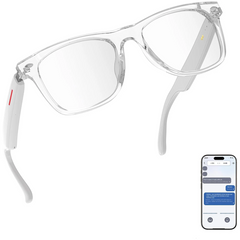 AI Smart Glasses, Multifunctional Bluetooth Glasses for Men & Women, 116 Languages & Accents Translator Glasses, Blue Light Filter & Polarized UV Protection Lenses Translation Glasses, White