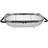 Over the Sink Colander Strainer Basket Stainless Steel, For Kitchen Sink with Rubber Grip, Fine Mesh, Large Kitchen Gadgets Tools, Expandable Home Kitchen Essentials