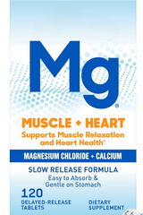 Muscle + Heart Magnesium Chloride with Calcium Supplement to Support Muscle Relaxation, Occasional Muscle Cramping & Heart Health, High Absorption, 120 Count