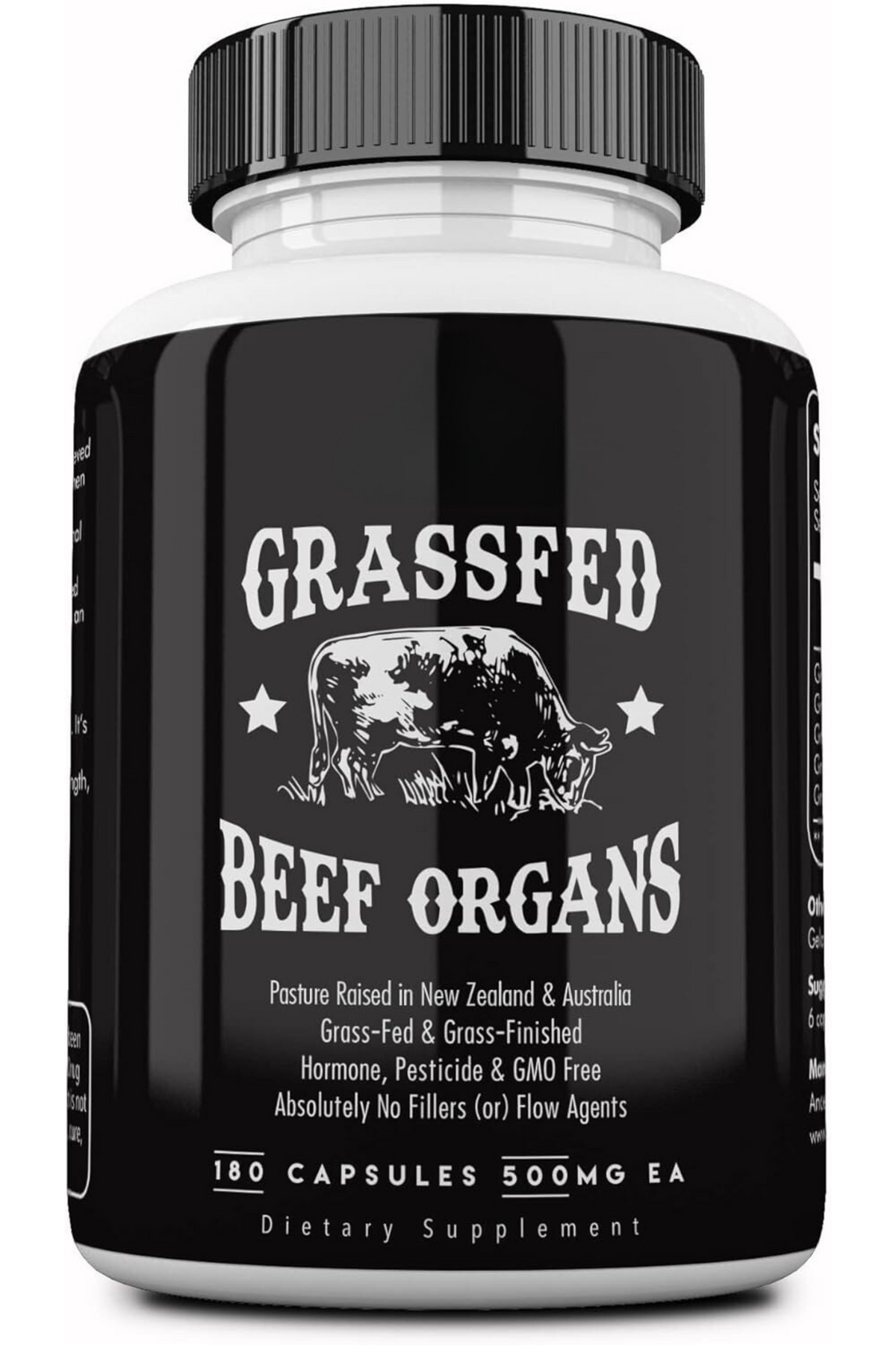 Grass Fed Beef Organ Supplement, Supports Whole Body Wellness with Proprietary Blend of Liver, Heart, Kidney, Pancreas, Spleen, Freeze-Dried Beef, Non-GMO, 180 Capsules