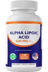 Vitamatic Alpha Lipoic Acid (ALA) 600mg Per Serving - 240 Vegetable Capsules - 120 Servings - Non-GMO & Gluten Free