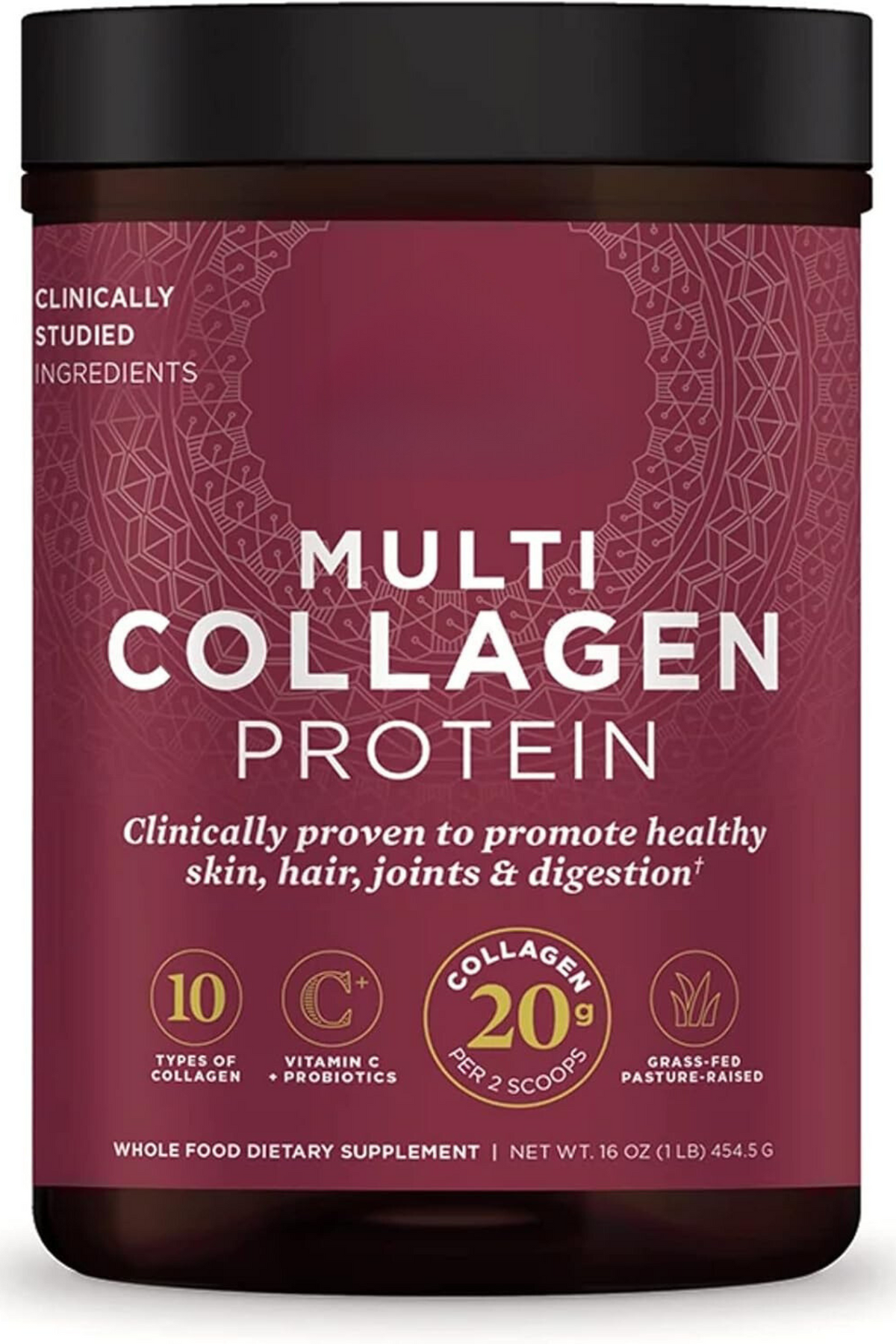 Collagen Powder Protein with Probiotics, Unflavored Multi Collagen Protein with Vitamin C, 45 Servings, Hydrolyzed Collagen Peptides Supports Skin and Nails, Gut Health, 16oz