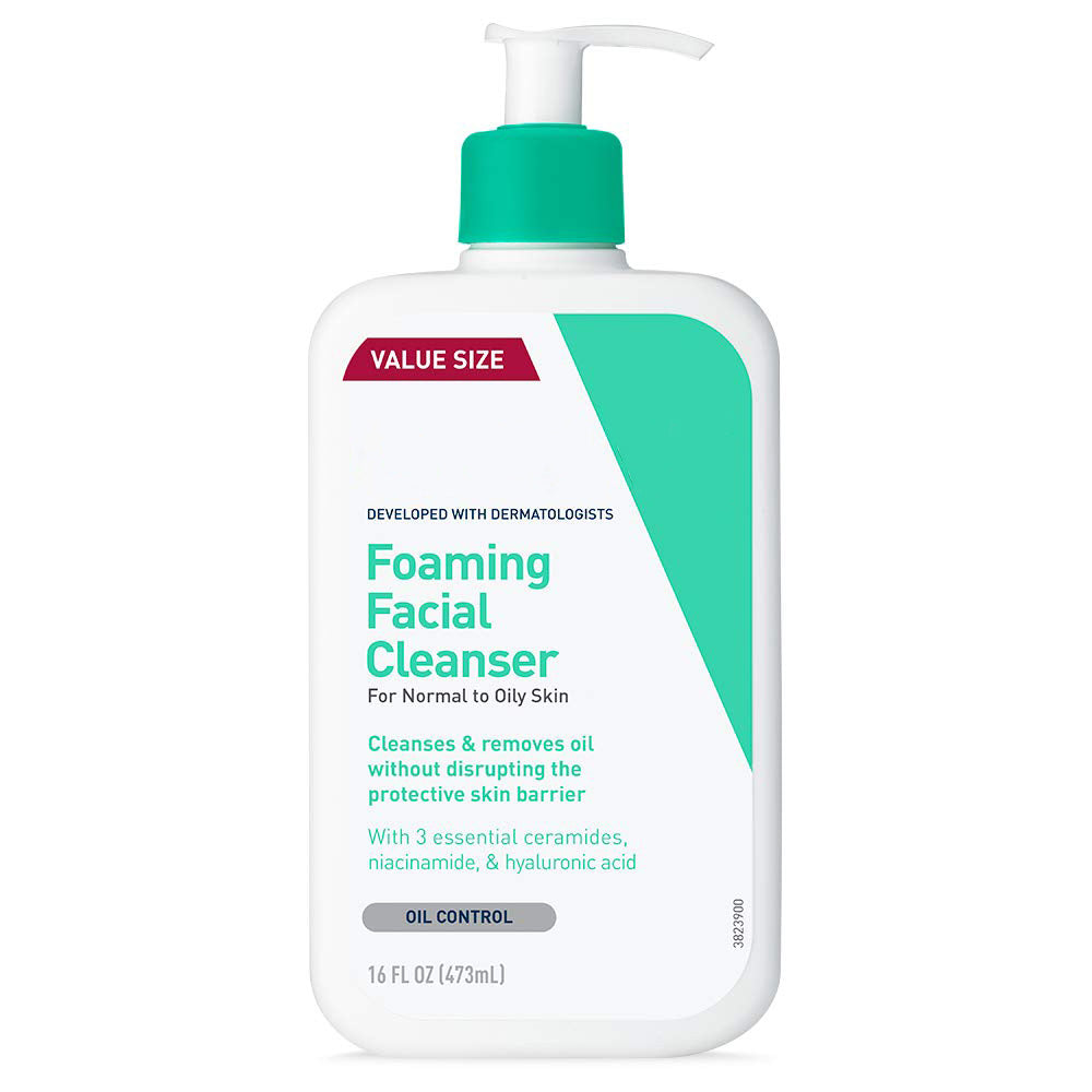 Foaming Facial Cleanser | Daily Face Wash for Oily Skin with Hyaluronic Acid, Ceramides, and Niacinamide| Fragrance Free | 16 Fluid Ounce