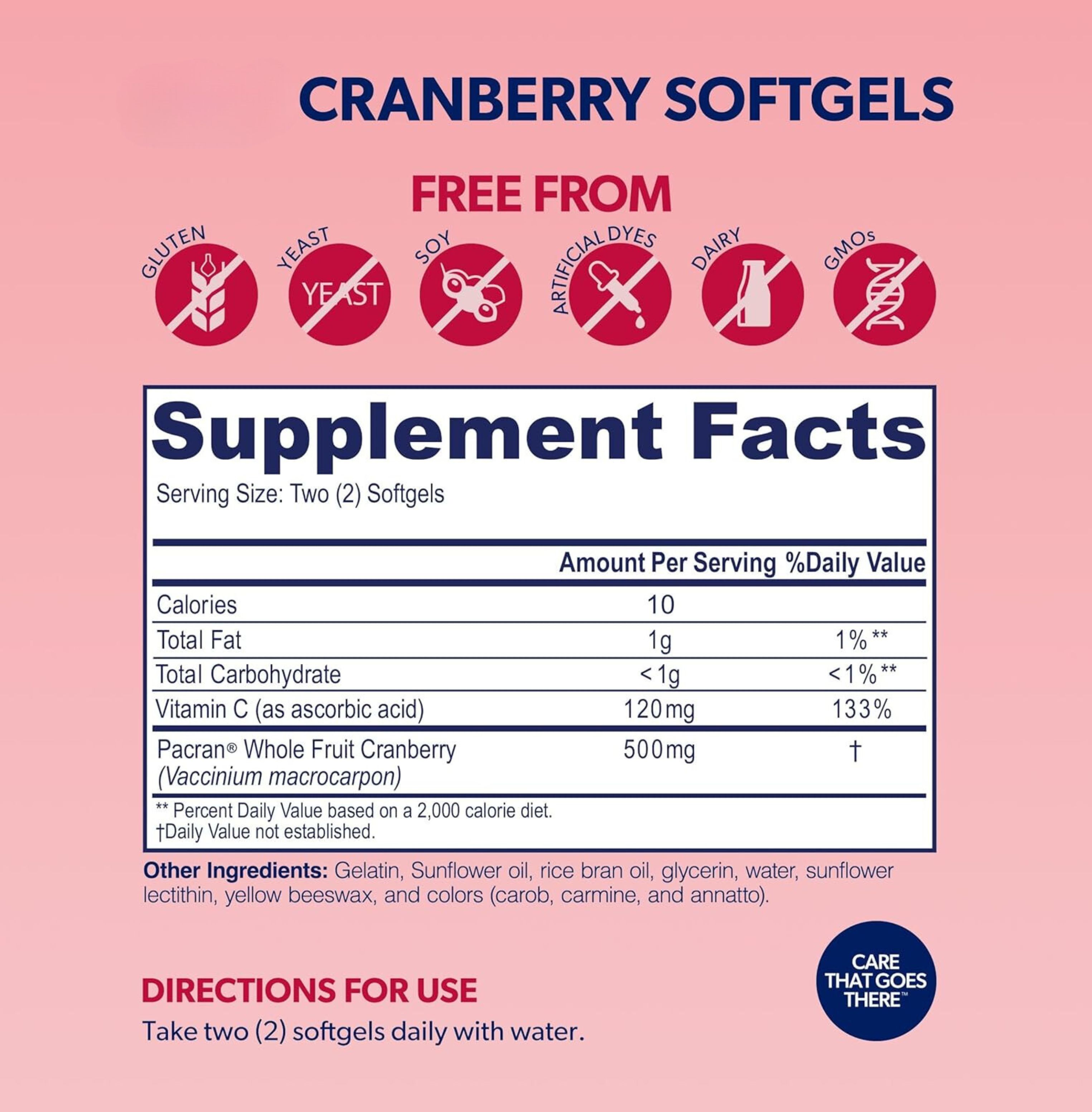 Cranberry Supplement, Made with Concentrated Whole Fruit Cranberry Powder to Help Cleanse and Protect the Urinary Tract*, Sugar Free Cranberry Pills, Non-GMO, 100 Softgels